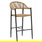 Scaun de bar Kerr, Pakoworld, 51x57x110 cm, aluminiu/ratan, natural/negru