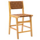 Scaun de bar Ridley, Pakoworld, 48x54x97 cm, lemn de cauciuc/piele ecologica, natural
