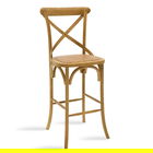 Scaun de bar Reid, Pakoworld, 45x52x116 cm, lemn/ratat, sonoma/maro