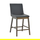 Scaun de bar Siera, Pakoworld, 45x58x95 cm, Lemn/PVC, negru/maro