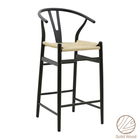 Scaun de bar Wishbone, Pakoworld, 53x54x107 cm, lemn de fag/sfoara, natural/negru