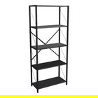 Corp biblioteca Draizy, Pakoworld, 60x30x150 cm, PAL/metal, antracit/negru