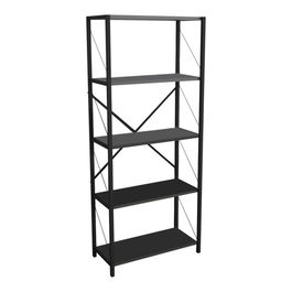 Corp biblioteca Draizy, Pakoworld, 60x30x150 cm, PAL/metal, antracit/negru