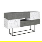 Bufet inferior Roberta, Pakoworld, 145x40x82 cm, PAL/metal, gri vintage/alb marmorat