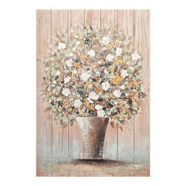 Tablou decorativ Flowerpot v2, Inart, 70x100 cm, canvas/lemn de brad, multicolor