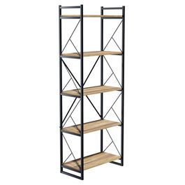 Corp biblioteca Baker, Pakoworld, 66x34x180 cm, PAL/metal, maro/negru