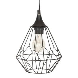 Lustra Flave, Pakoworld, 19x19x132 cm, 1 x E27, 40W, metal, negru
