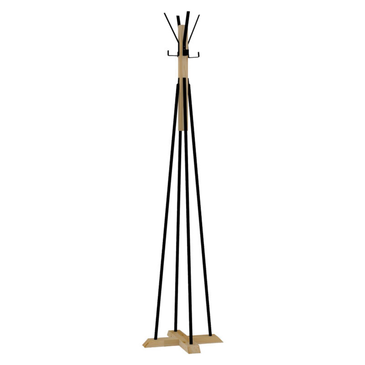 Cuier Myra, Pakoworld, 40x40x160 cm, lemn/metal, natural/negru