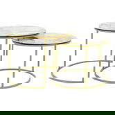 Set 2 masute de cafea October, Pakoworld, 70x70x50 cm/60x60x43 cm, PAL/metal, alb/negru