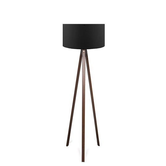 Lampadar PWL-1059, Pakoworld, 38x38x140 cm, 1 x E27, MDF/textil, negru/maro