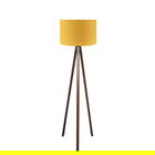 Lampadar PWL-1059, Pakoworld, 38x38x140 cm, 1 x E27, MDF/textil, galben/maro
