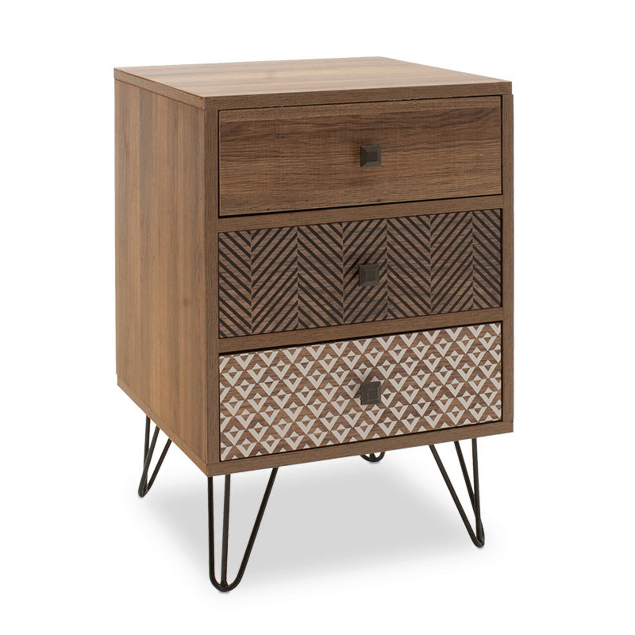 Noptiera Boho, Pakoworld, 40x40x59 cm, MDF/PAL, maro/negru