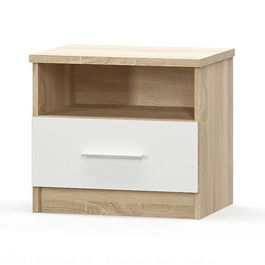 Noptiera Geneva, Pakoworld, 50x37x45.6 cm, PAL melaminat, alb/natural