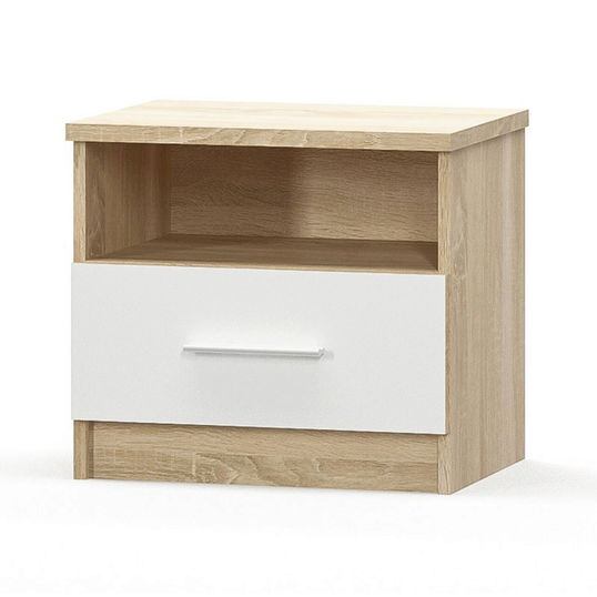 Noptiera Geneva, Pakoworld, 50x37x45.6 cm, PAL melaminat, alb/natural