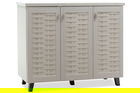 Pantofar cu 3 usi Mantam, Pakoworld, 16 perechi pantofi, 115.5x40x92 cm, PAL melaminat, alb/gri