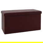 Bancheta cu spatiu depozitare Cooperation, Pakoworld, 76x38x38 cm, piele ecologica, maro inchis