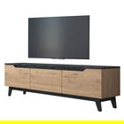 Comoda TV Kasandra, Pakoworld, 180x35x48.3 cm, PAL melaminat, negru marmorat/maro