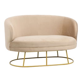 Canapea 2 locuri Rony, Pakoworld, 135x75x85 cm, poliester, bej/auriu
