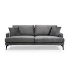Canapea 3 locuri Fortune, Pakketo, 205x90x88 cm, catifea, antracit/negru
