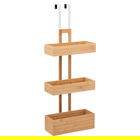 Polita suspendata pentru baie Foco, Pakoworld, 28x17.3x75 cm, bambus, natural/alb