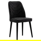 Scaun Adeline, Pakoworld, 49x52x91 cm, catifea/lemn, gri inchis/negru