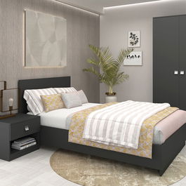 Dormitor complet LINEA 1, Antracit cu saltea inclusa