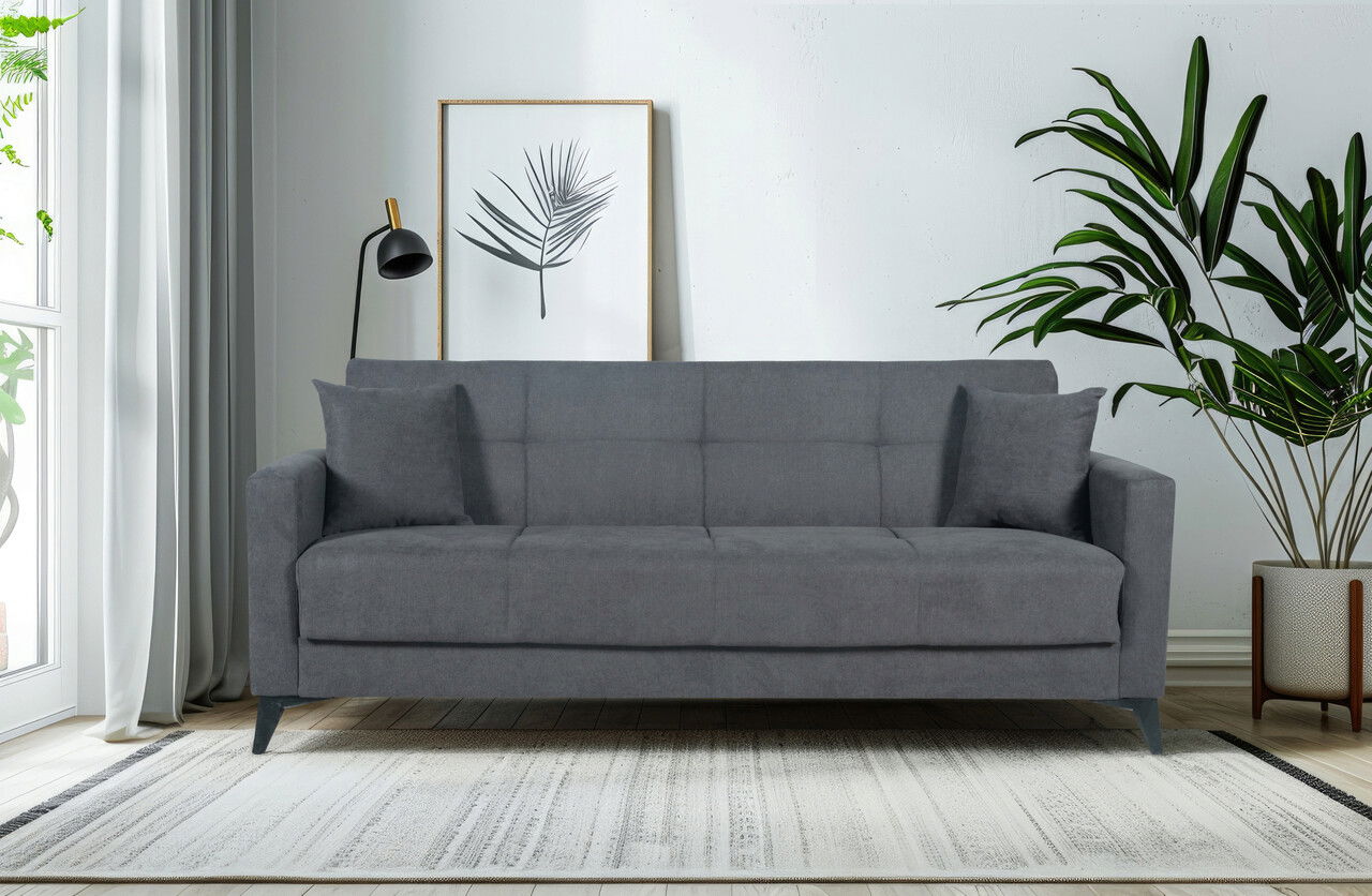 Canapea extensibila Fabio, 3 locuri, 215x82x92 cm, 3 locuri, Gri deschis