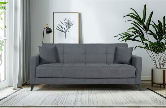 Canapea extensibila Fabio, 3 locuri, 215x82x92 cm, 3 locuri, Gri deschis