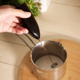 Mixer spuma de lapte Mico, Homla, 21 cm, plastic/inox, negru/argintiu