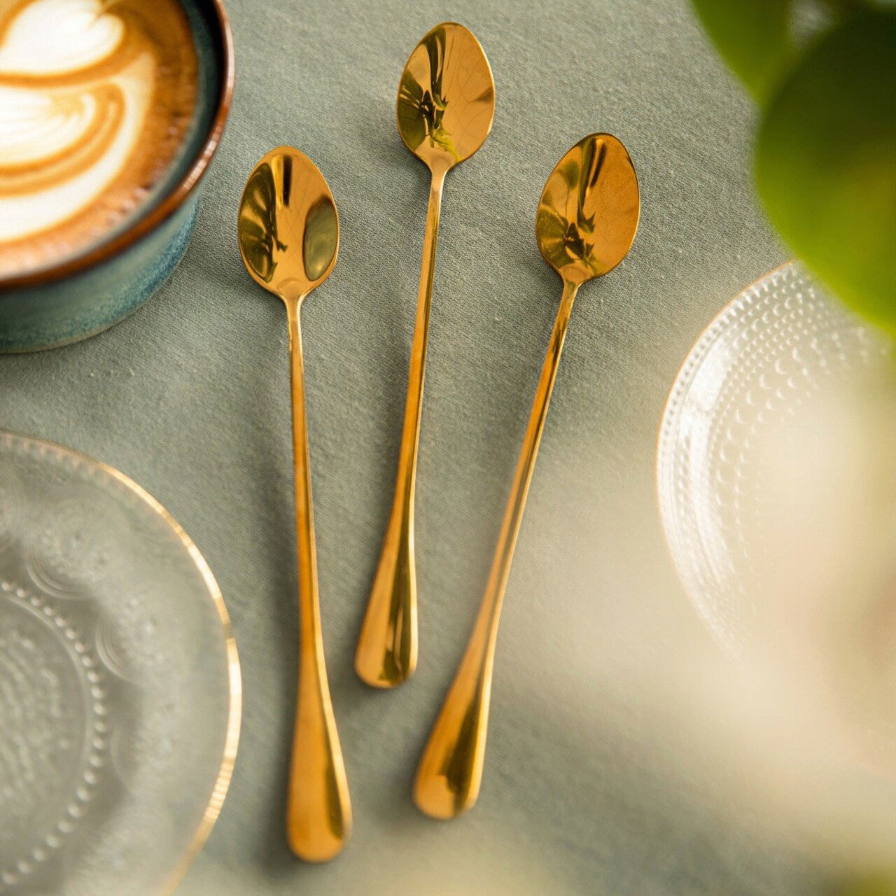 Set 3 lingurite pentru latte Stilo, Homla, 19 cm, inox, auriu