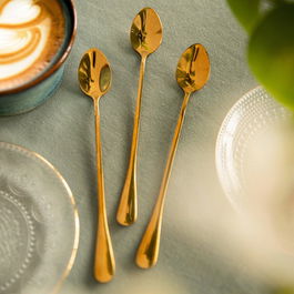 Set 3 lingurite pentru latte Stilo, Homla, 19 cm, inox, auriu