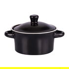Oala cu capac Tineo, Homla, 350 ml, ceramica, negru/alb