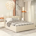 Pat tapitat GEORGIA Clasic, 160x200, somiera, piele eco Alb Crem
