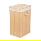 Cos pentru rufe Kiyo, Homla, 39x29.5x58.5 cm, bambus/poliester, natur/alb