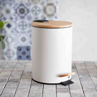 Cos de gunoi cu pedala Maris, Homla, 3 L, plastic/lemn, alb