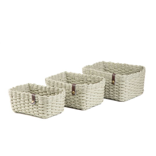 Set 3 cosuri depozitare Desma, Homla, 25x19x12 cm / 22x17x11 cm / 20x15x10 cm, hartie, verde
