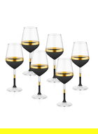 Set pahare, Mia, 742TMA4785, Sticla, Negru/Auriu