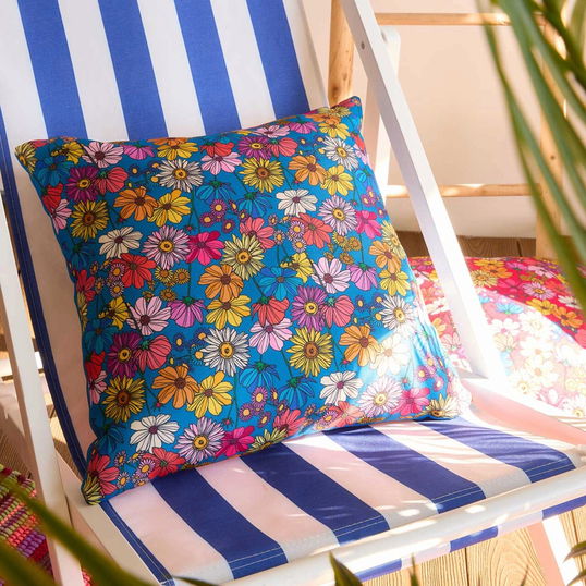 Perna decorativa Floral Aura, Homla, 45x45, poliester, multicolor/turcoaz