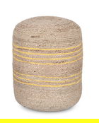 Taburet Ankit, Bizzotto, D45 cm, iuta/umplutura bile polistiren EPS, natural/galben