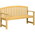 Outsunny Bancă în Aer Liber, Bancă de Grădină cu 2 Locuri cu Spătar și Cotieră pentru Terasă, Verandă, Piscină, Balcon, 143x51x85 cm, Lemn Natural