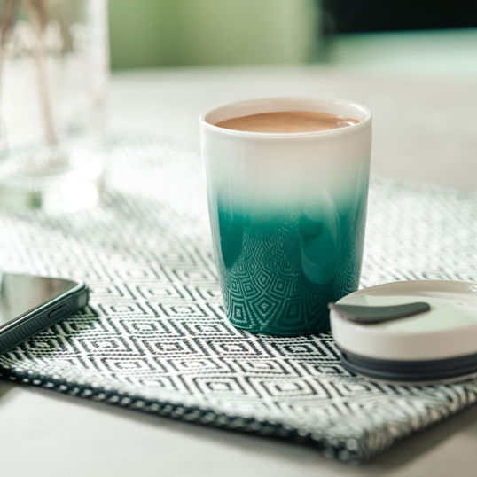 Cana pentru cafea, Villeroy & Boch, To Go Green, inchidere etans, 290 ml, portelan premium/silicon