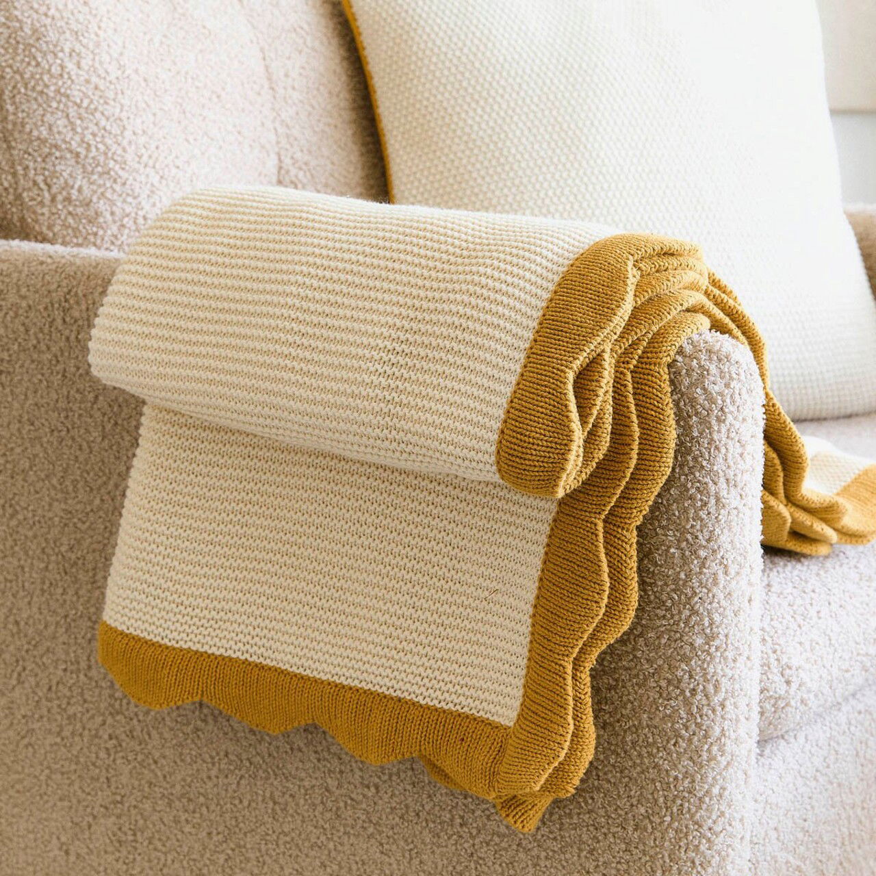 Patura Ragil, Homla, 130x170 cm, bumbac/poliester, bej/mustar