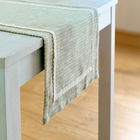 Traversa pentru masa Aniza, Homla, 40x160 cm, bumbac, verde deschis/alb