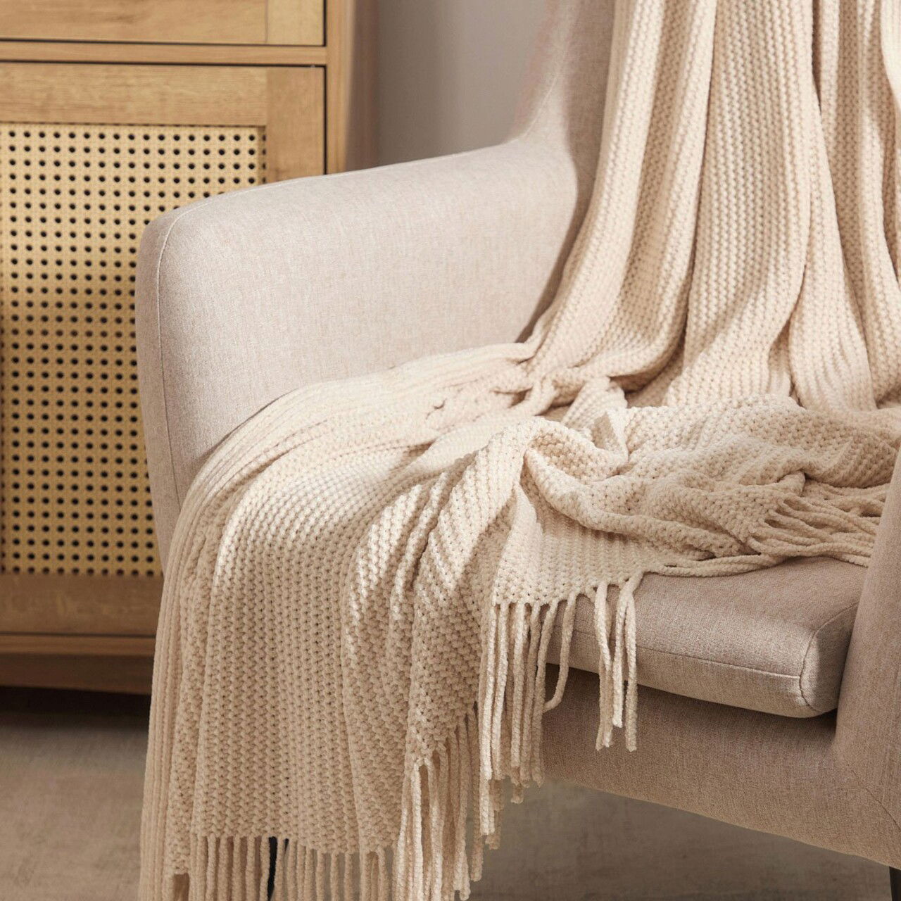 Patura Chenille, Homla, 130x170 cm, poliester, crem