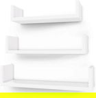 Set 3 rafturi de perete, Vasagle, 40x10x9 cm, PAL, alb lucios