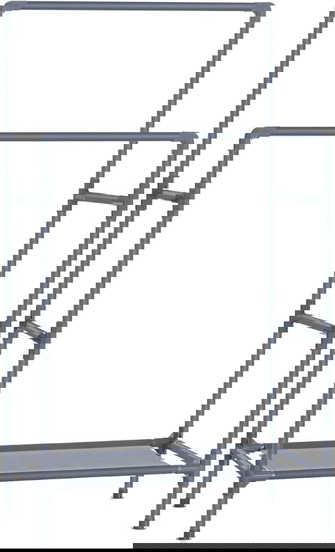 Suport pentru umerase cu 2 bare Vasagle, 83x45x157 cm, max 55 kg, fier/material netesut, gri