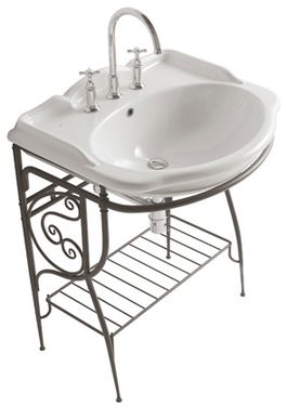 Consola Globo pentru lavoar Paestum 90cm montaj pe pardoseala metal antichizat