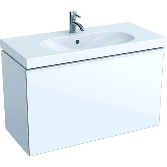 Dulap baza Geberit Acanto 89x41.6cm cu un sertar sticla alba corp alb lucios