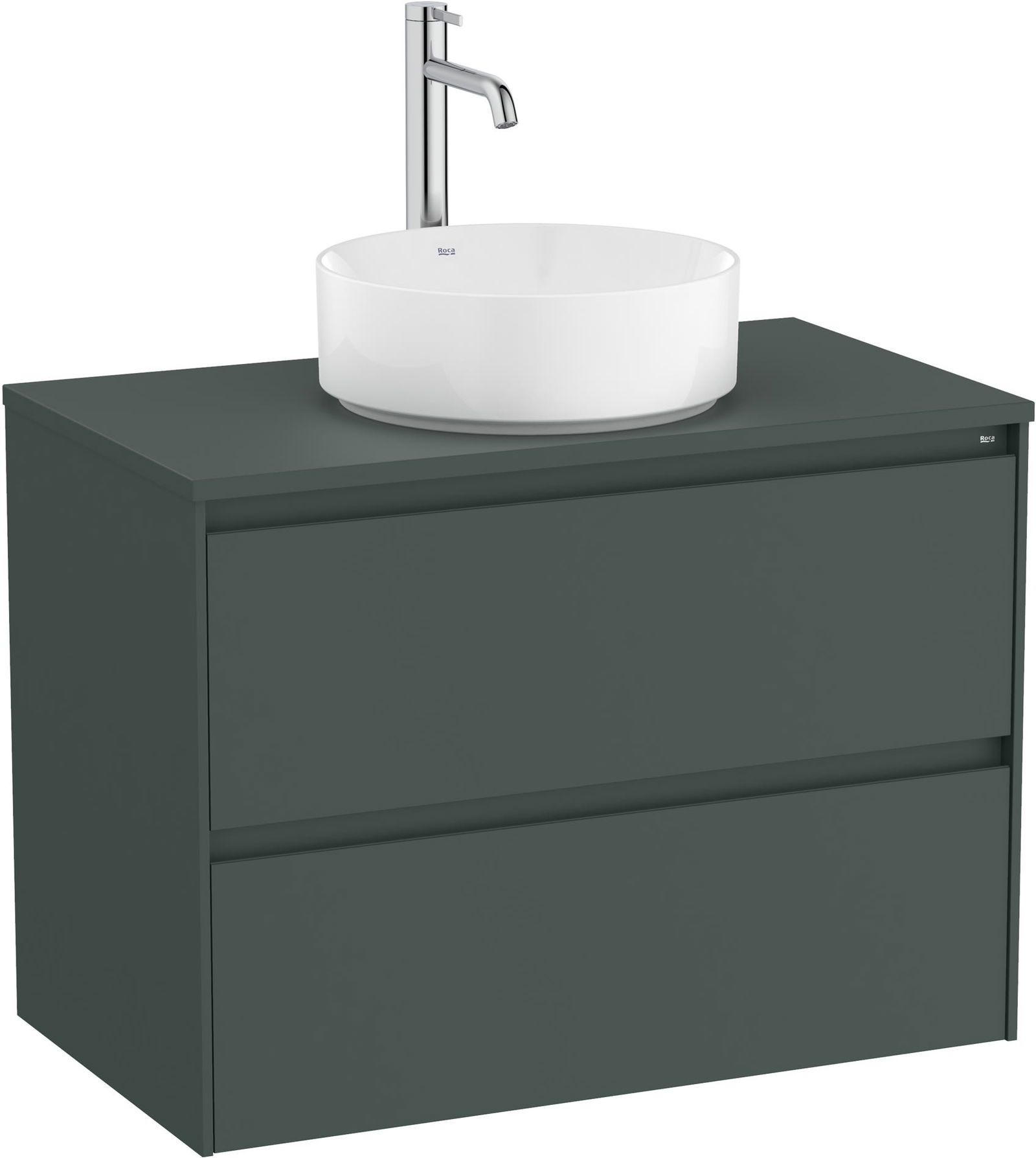 Dulap baza Roca Ona cu doua sertare 80cm pentru lavoar pe blat verde mat