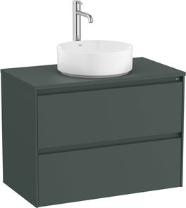 Dulap baza Roca Ona cu doua sertare 80cm pentru lavoar pe blat verde mat